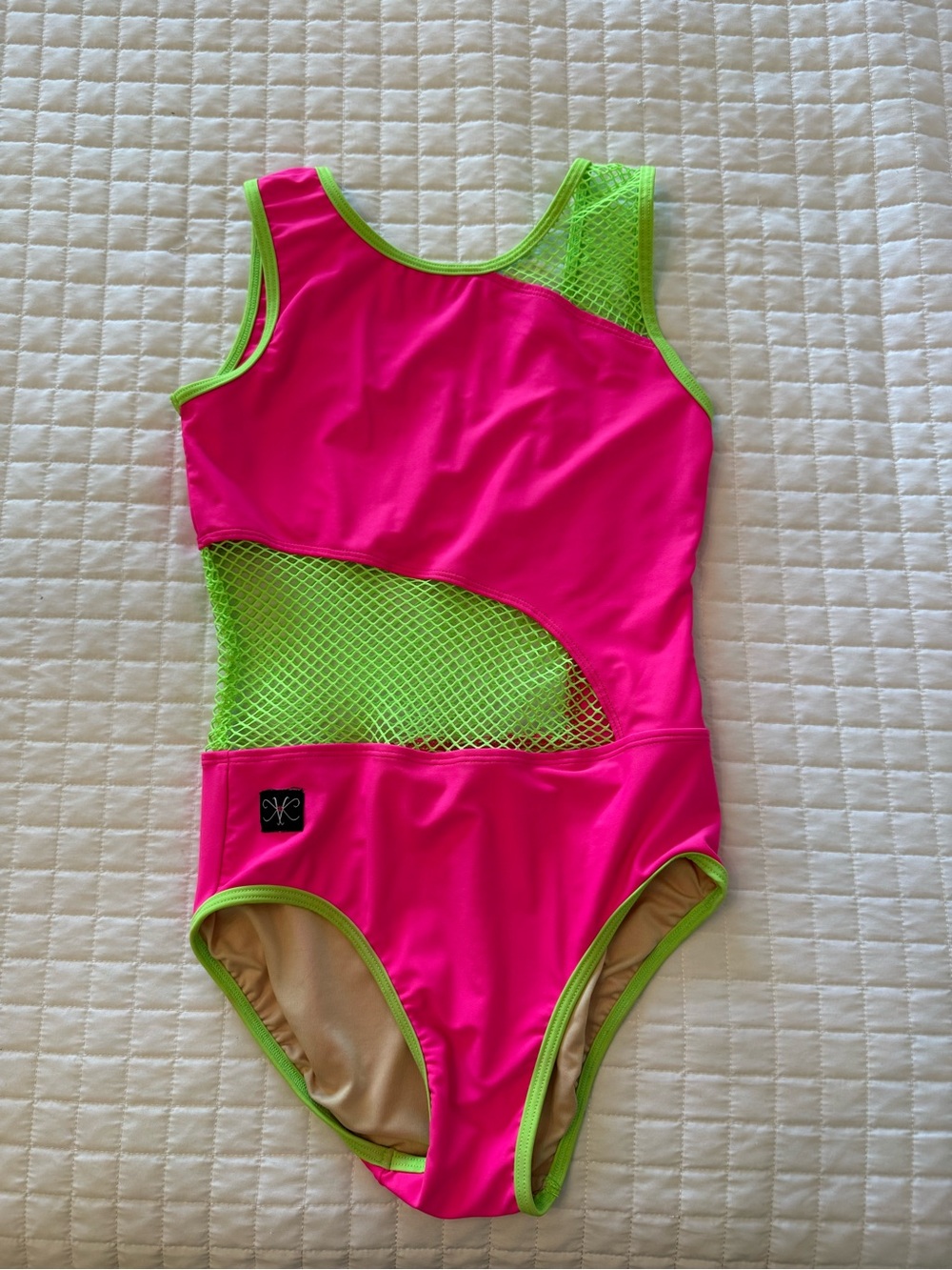 Girls' Neon Pink and Lime Green Dance Leotard